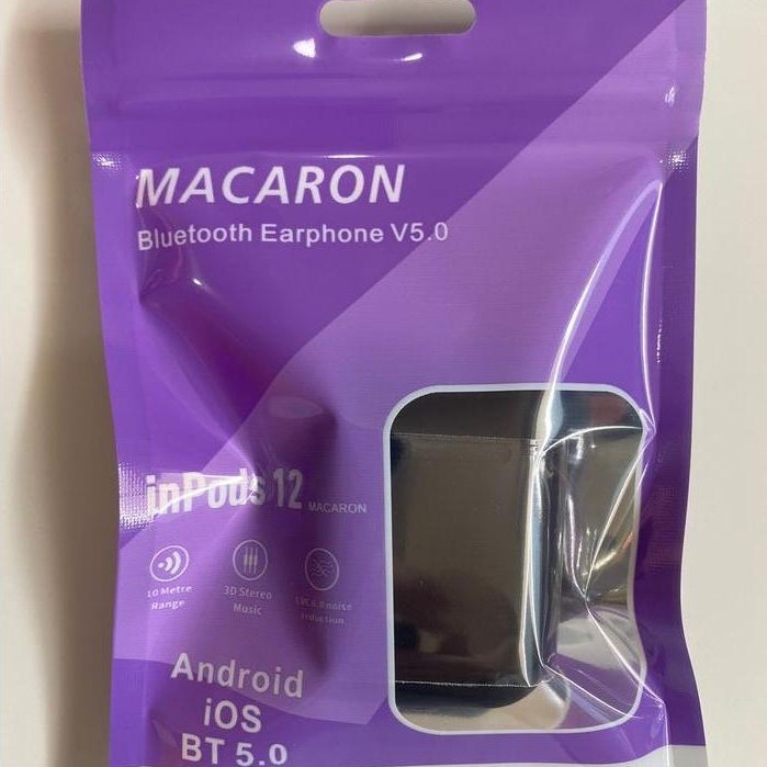 Headset Bluetooth Wireless I12 macaron TWS Airpod - Hitam Candypack
