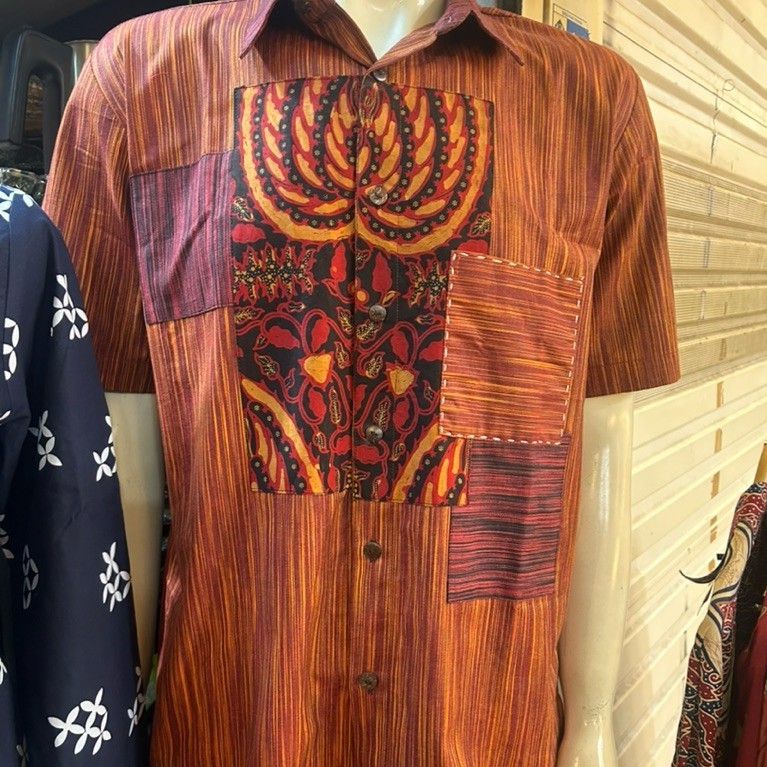 Kemeja Batik Tulis Kombinasi lurik