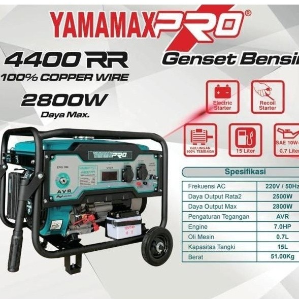 YAMAMAX PRO 4400 RR/4400RR Genset/Generator 4 Tak 2800 Watt