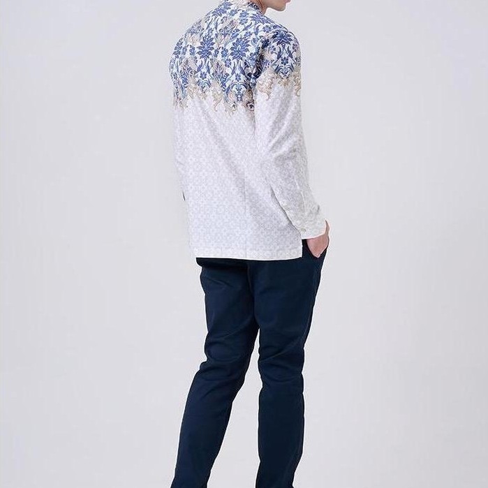 BERKUALITAS MANZONE - Kemeja Lengan Panjang Pria Aighar - Navy - Manzone & Minimal