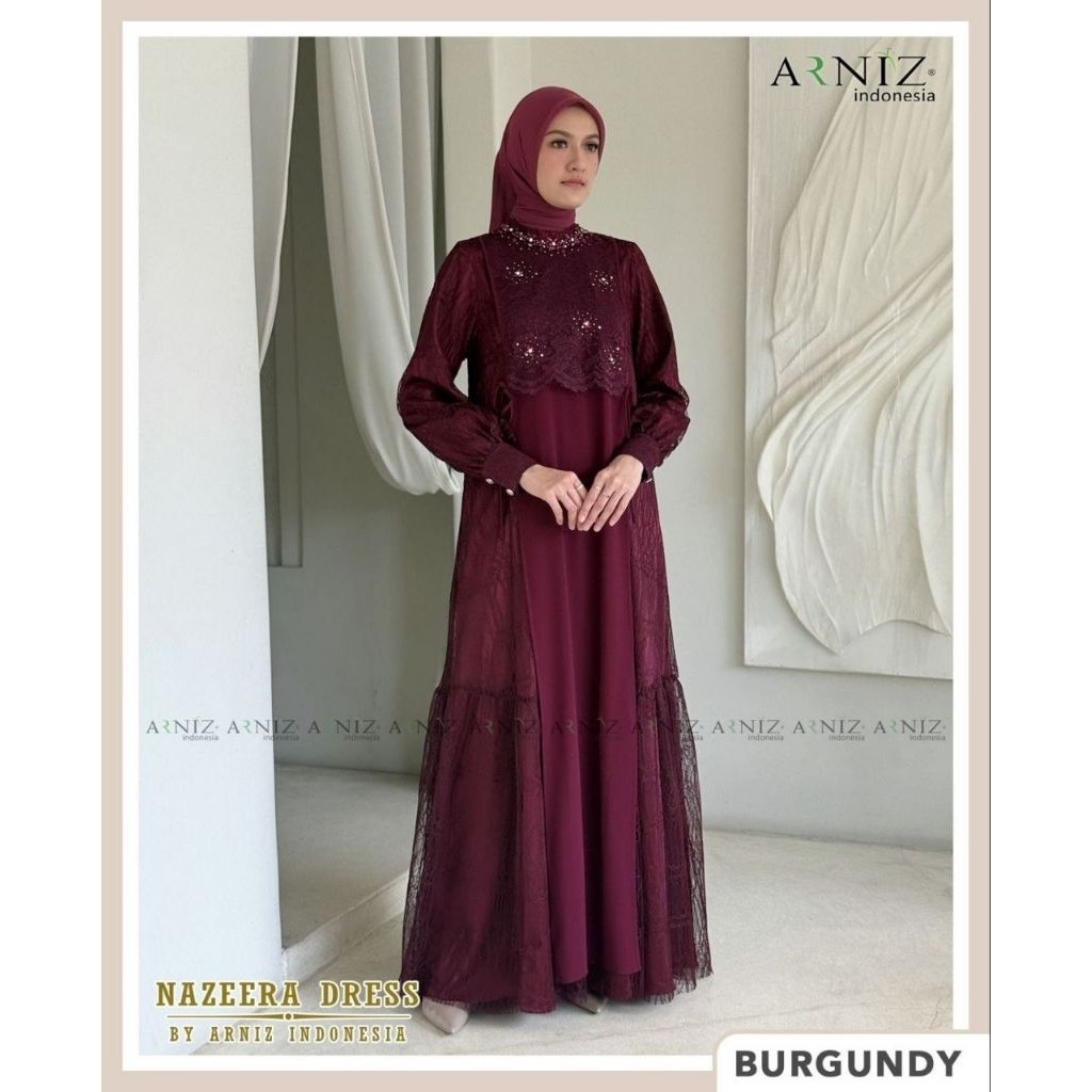 Arniz - Nazeera Dress by Arniz | Dress Brukat | Gamis Wanita Elegant | D'Hijab Of Mey