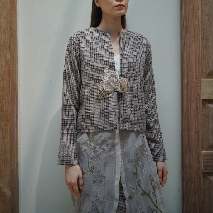 Embroidered Plaid Jacket