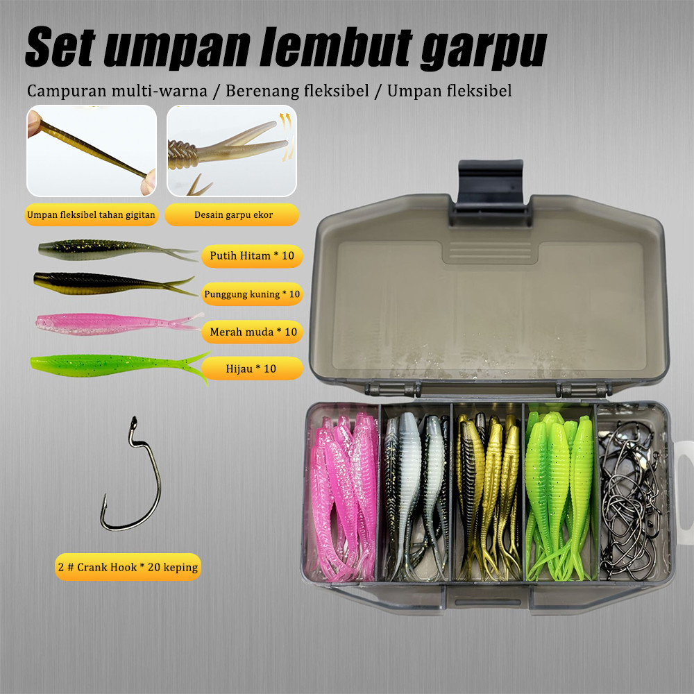Box Set Lure 61Pcs Casting Umpan Soft Bait Ikan Kotak Lure Pancing Umpan Softlure Umpan Soft Lure Fi