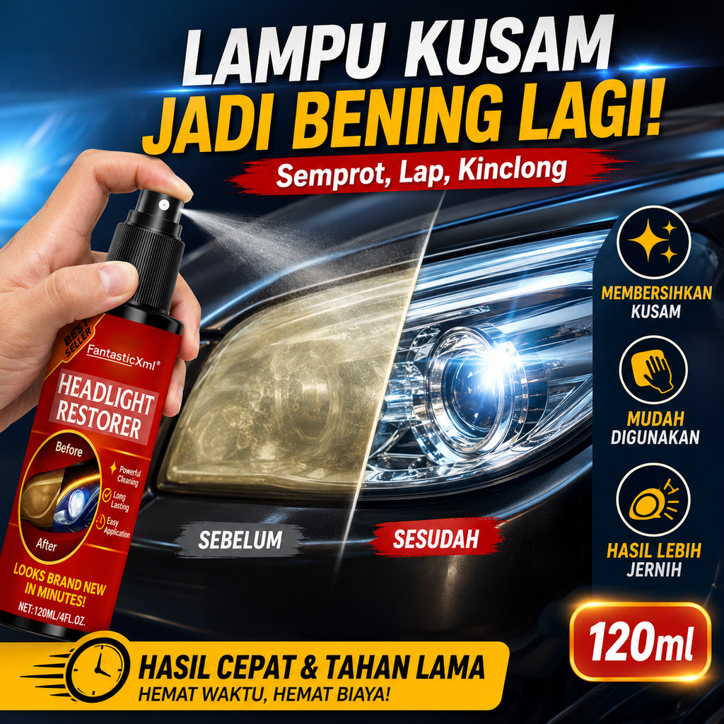 REKOMENDASI Headlight Restored /Pembersih Lampu Mobil / Pengkilap Mika Lampu Mobil / Headlight