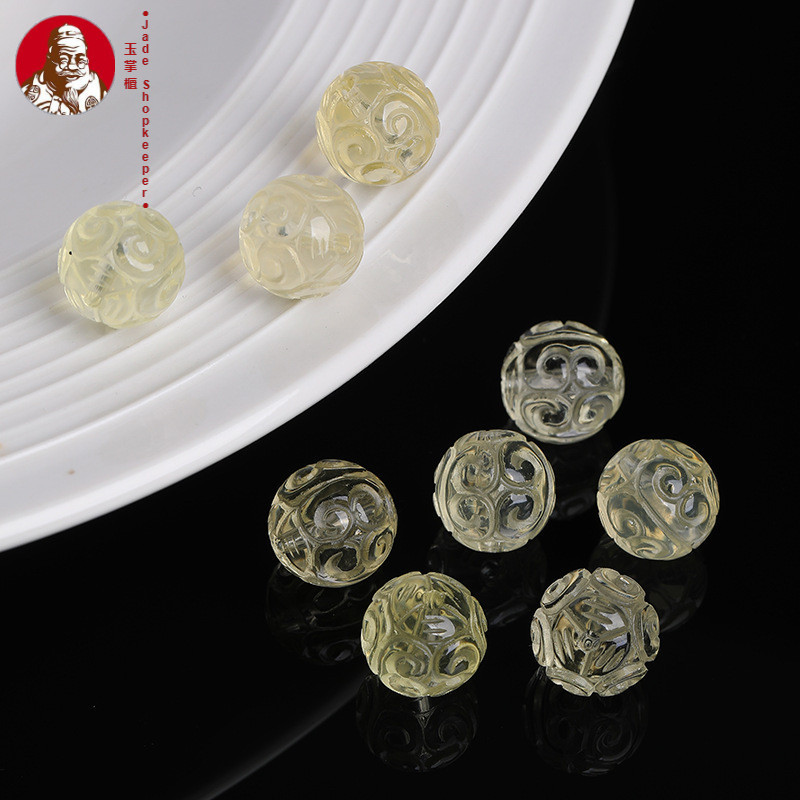 Manik-manik pola kertas citrine alami, liontin berukir, liontin kecil citrine, liontin aksesori DIY 