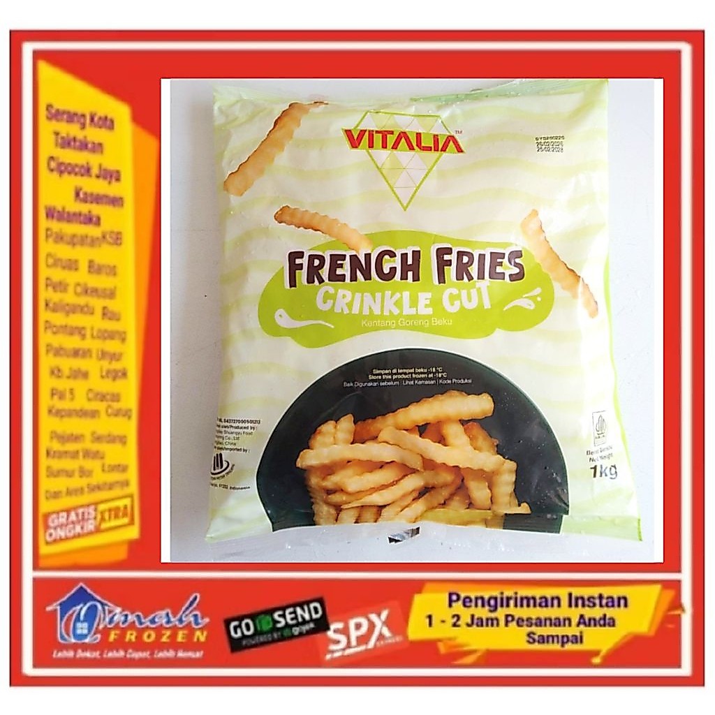 Kentang Vitalia Crinkle Cut 1Kg, Kentang Beku, Frozen Serang