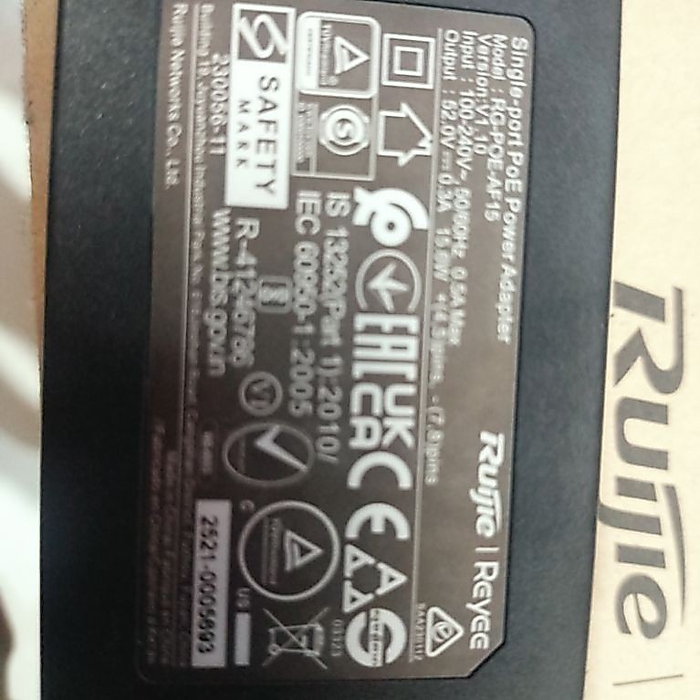 RG-POE-AF15 Power Ruijie, Bekas rasa baru