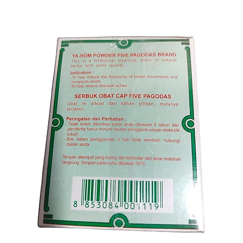 Bentuk Botol - Obat Sakit Perut Cap Lima Pagoda - Ya-Hom Powder Five Pagodas Brands - Cap Menara