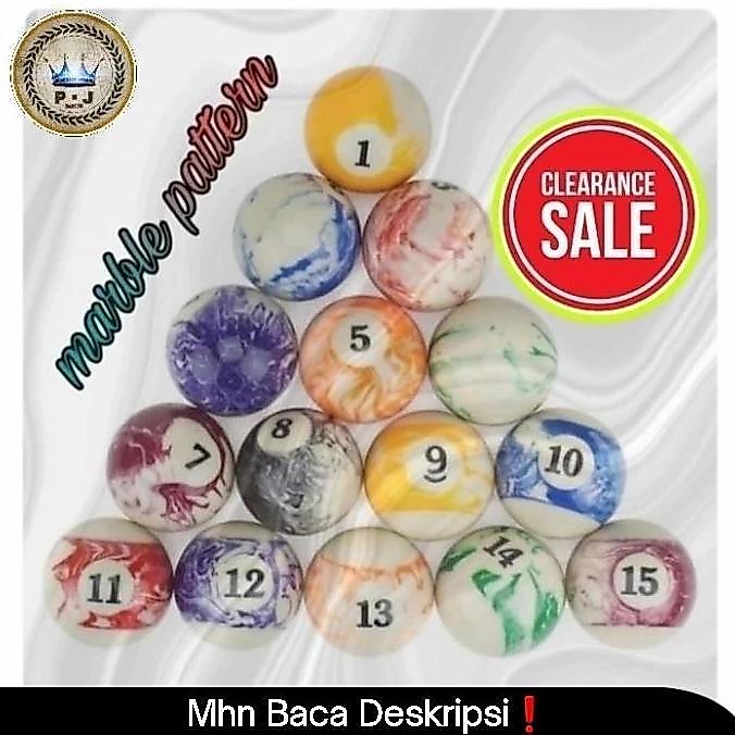 TERMURAH - Set Bola Billiard | Stylish | Marble Pattern | Meja 9Ft | 7Ft Non Coin