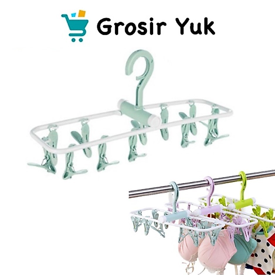 Jemuran Gantungan 12 Jepitan Sendok Handuk BH CD Hanger Multifungsi