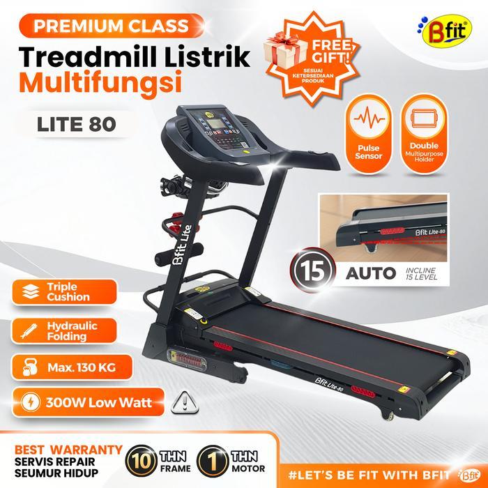 Treadmill Elektrik BFIT LITE-80 Essential Multifungsi Alat Fitness Treadmill Listrik Auto Incline - 
