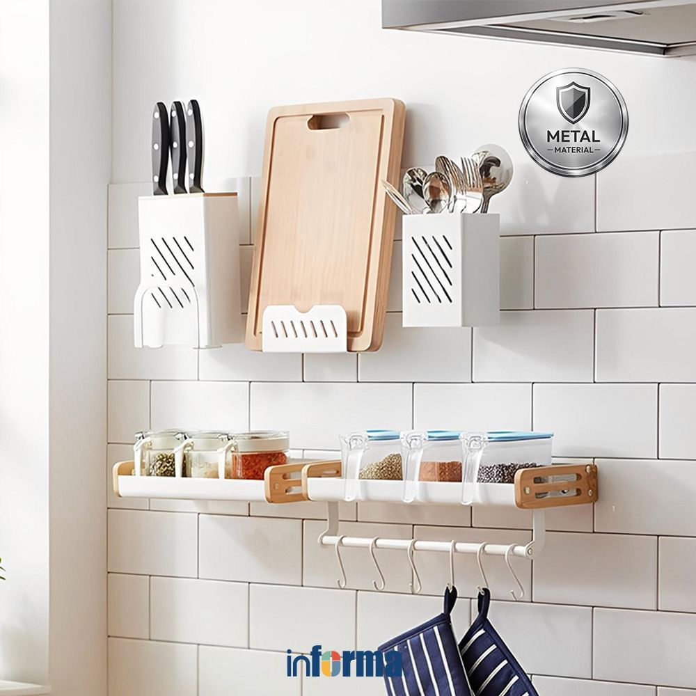 Informa Ward Rak Dinding Dapur - Putih Organizer Dapur Serbaguna Rak Bumbu Dapur Spices Rack Kitchen