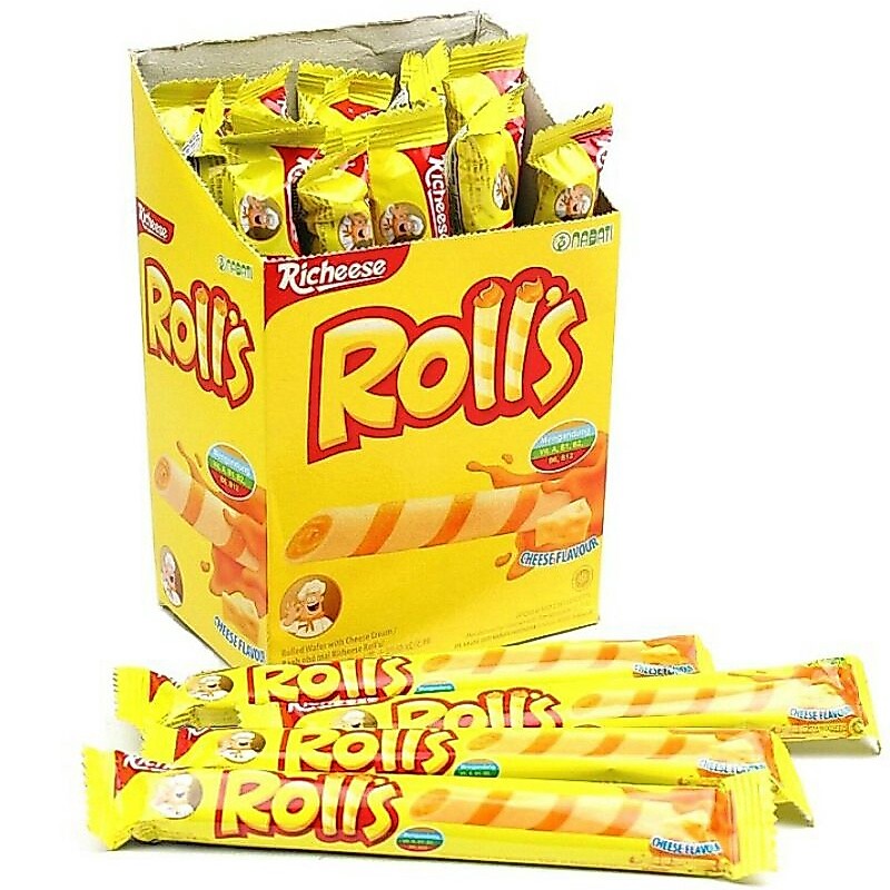 1 Dus Rolls Keju 500 isi 12 pak / Rolls coklat / Nabati Rolls 8gr 1 karton