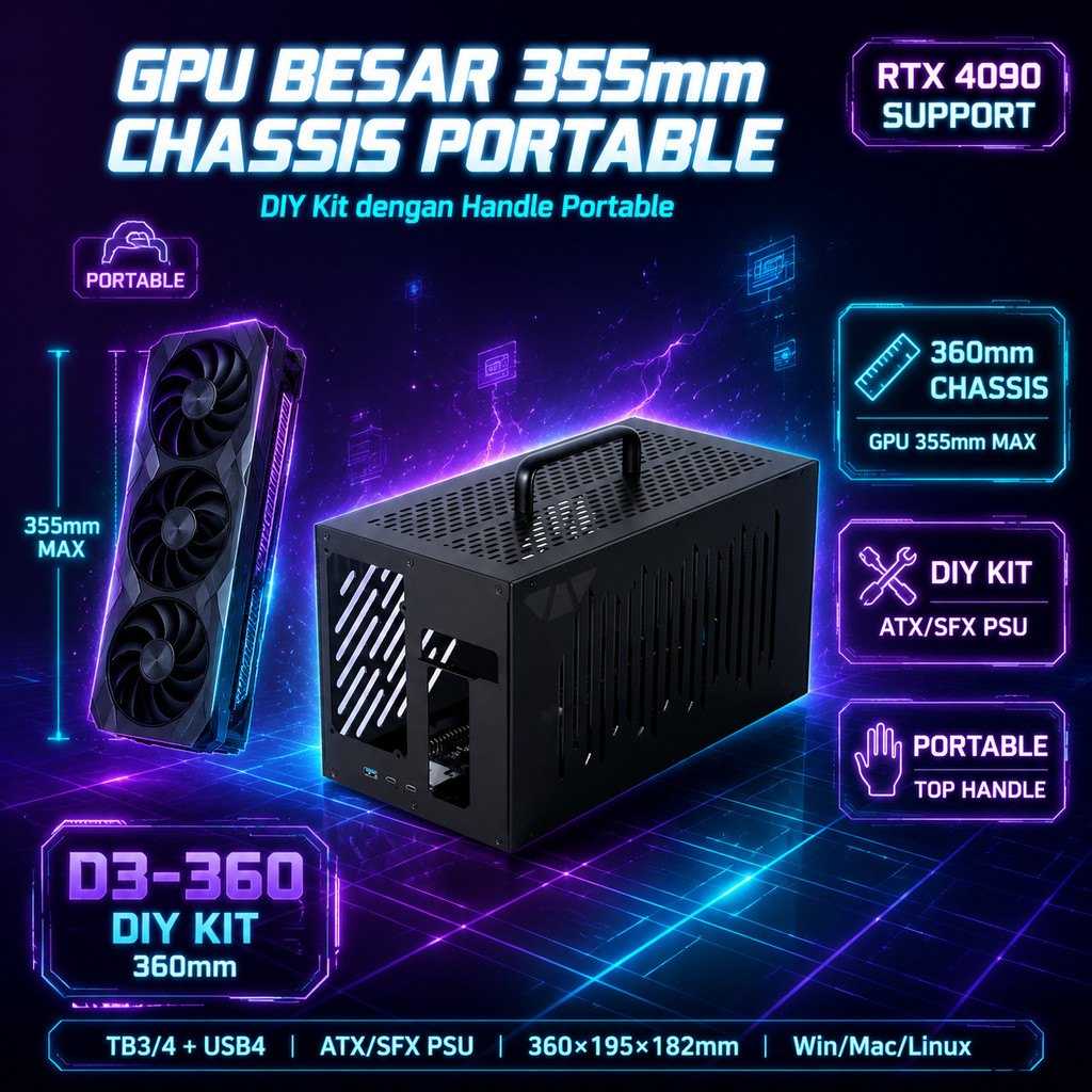 Wikingoo eGPU Enclosure DIY Kit Thunderbolt 3/4 USB4 40Gbps External GPU Dock For Gaming Laptop
