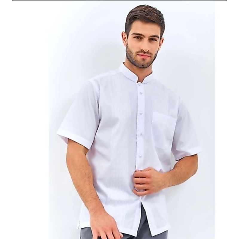 Baju Koko Alisan lengan PENDEK warna putih coklat hijau biru S M L XL tersedia size jumbo / big Size