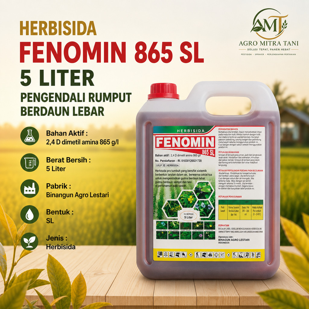 HERBISIDA FENOMIN 865 SL 5 LITER PENGENDALI RUMPUT BERDAUN LEBAR