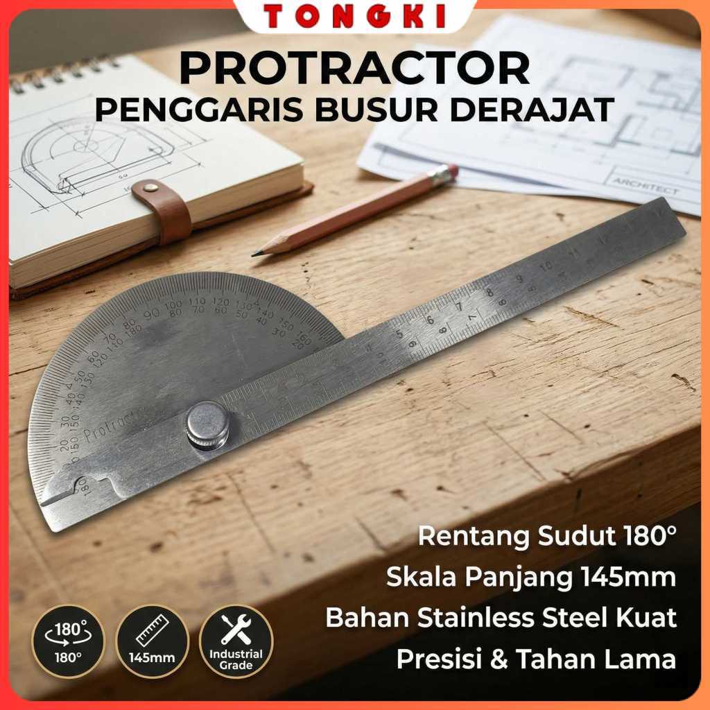 Penggaris Busur Derajat Measuring 145mm 180Degree - PR180