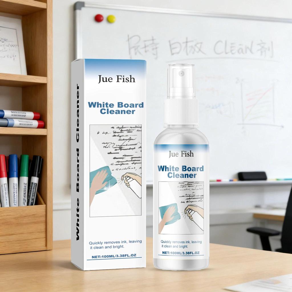 100ML Whiteboard Cleaner Spray Fast Cleaning Without Residue Remove Dry Erase Pen Ink & Oilbased Mar