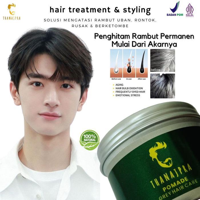 Thanajpra Penghilang Uban Permanen Obat Rambut Anti Uban NAJPRA Pomade WaterBase dengan Castor Oil &