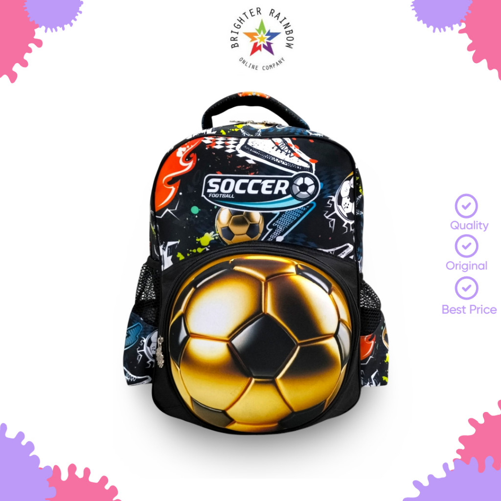 ARUMBINA Tas Reboner 32182 - 32184 Ransel Anak Laki-Laki TK/SD Motif Bola Putih Soccer/Roblox