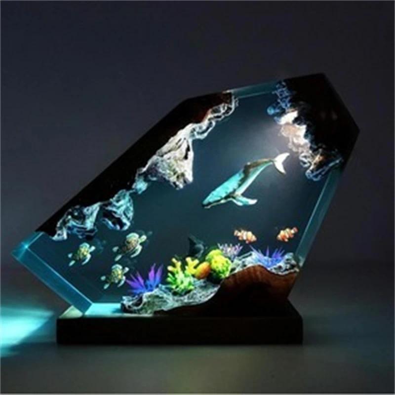 Resin Whale And Manta Ray Adventure Lamp Resin Night Light Home Decor Gift For Men Unique Ocean Anim