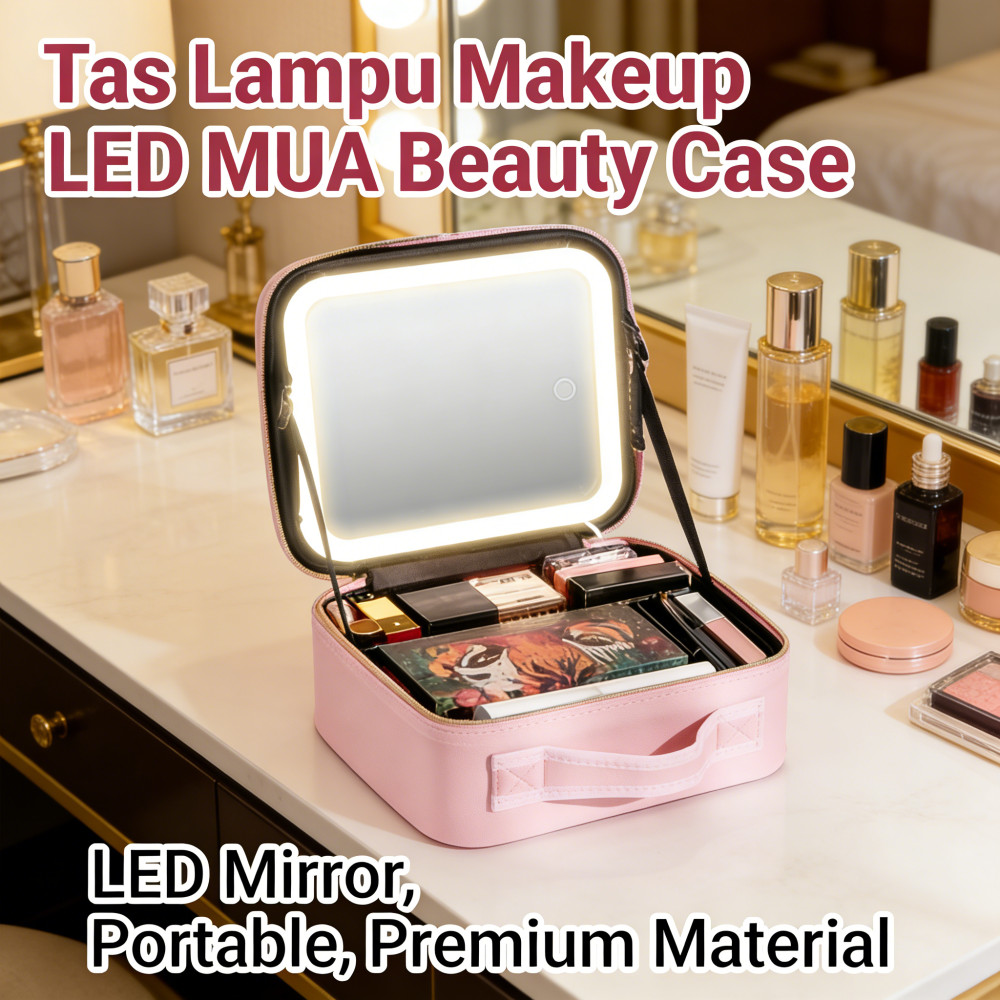Tas MUA Lampu Makeup Beauty Case LED Bag / Tas Makeup LED Beauty Case MUA / Lampu Tas Makeup Case Be