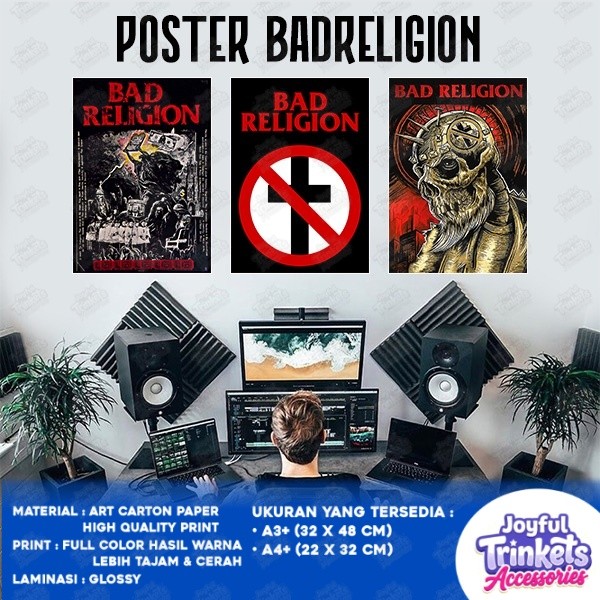 Poster Band Bad Religion - Poster Dinding Aesthetic - Poster Band Punk Metal Rock A3 A4 - Dekorasi K