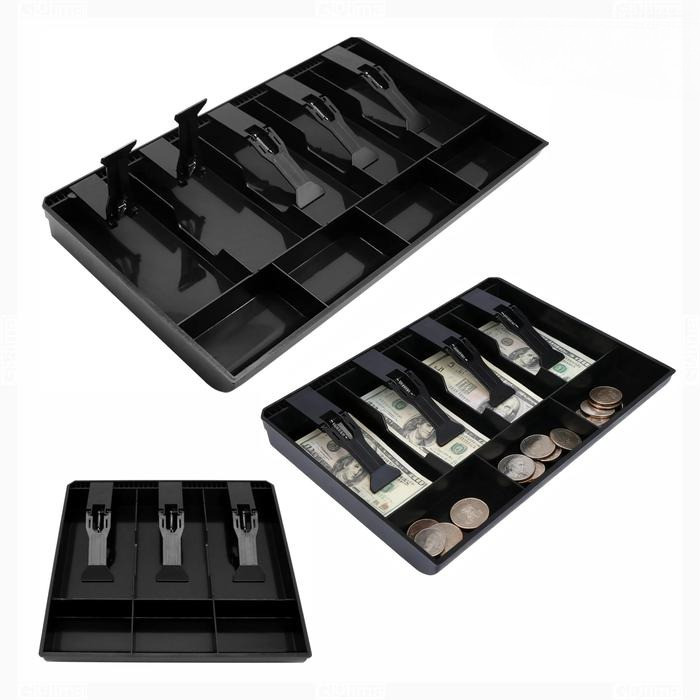 Laci Uang Kasir Kotak Laci Uang Tempat Uang Plastik ABS Coin Cash Register Drawer Tray 3 4 5 Sekat