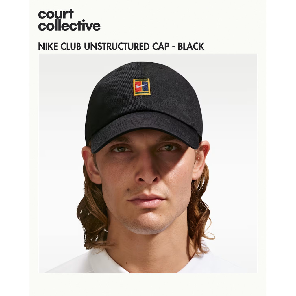 Nike Court Club Unstructured Cap - Black | Topi Tennis Nike Court - Hitam
