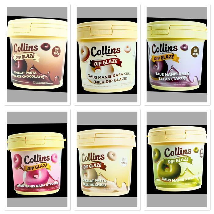 Collins Dip Glaze Mini 300gr Coklat Cair Topping Donat Piscok Halal - Strawberi