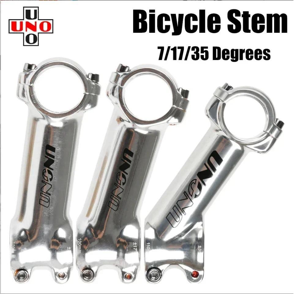 UNO Silver Bike Stem 7/17/ 35 Degrees 60/70/80/90/100/110/120/130mm MTB Road City Bike Handlebar Ris