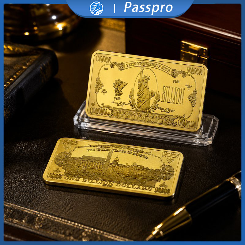 Koin Souvenir Emas 1 Billion Dolar Patung Liberty Gold Bar Replica Logam Peringatan