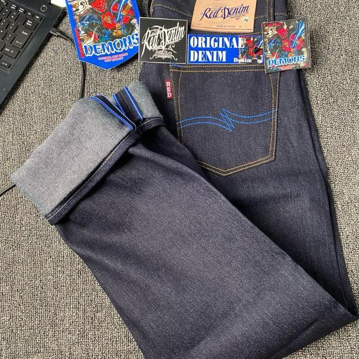 Celana raw denim 15 oz harga pelajar accent selvedge dari brand RedDenim Jeans - Denim, 27