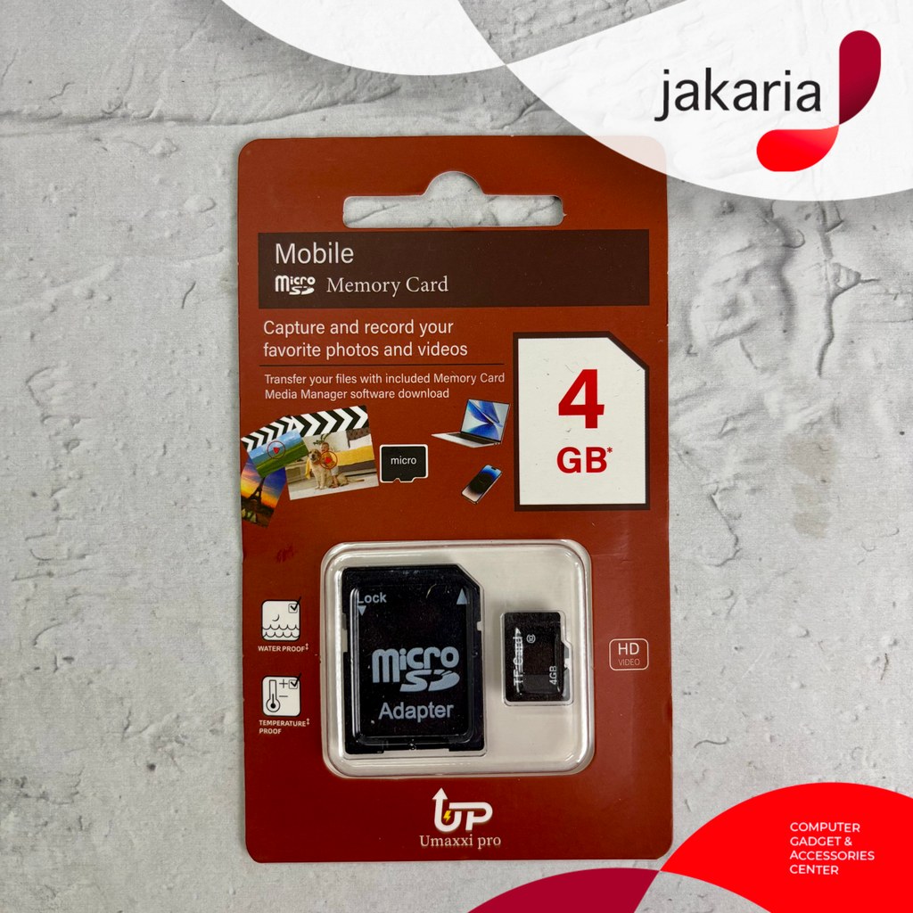 UMAXXI PRO Micro SD 4GB Memory Card HP Kartu Memori Micro SD Adapter 4 GB