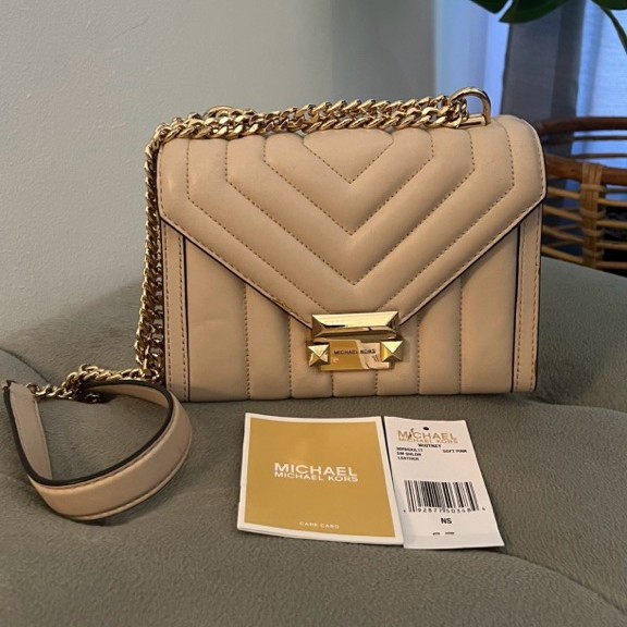 (preloved) mk whitney quilted shoulder bag - soft pink