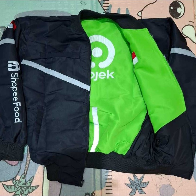 JAKET BOMBER BOLAK BALIK GOJEK HIJAU SOPI HITAM PRIA WANITA BISA PAKE TERLARIS 2026 TERMURAH