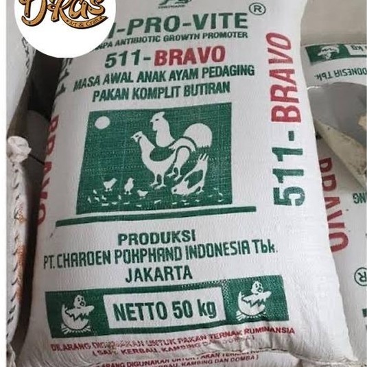 PUR AYAM 511 BRAVO 1 karung 50kg pakan anakan ayam