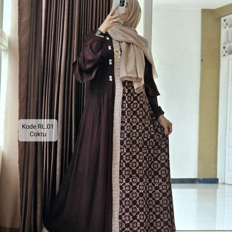 Gamis Twill motif batik Ori Elzheima LD 115