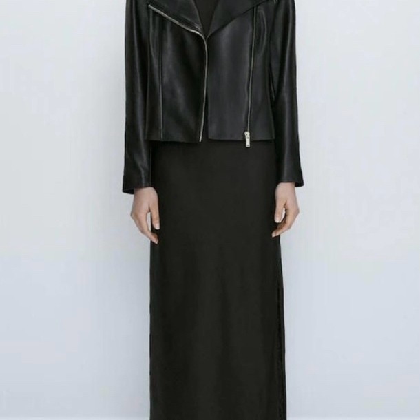 Nappa leather biker jacket in black massimo dutti