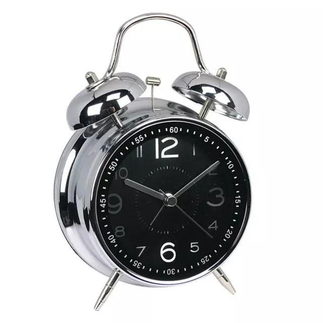 newJAM BEKER BESAR BESI CRHOME/ JAM ALARM WEKER MEJA/ALARM CLOCK - JUMBO BIRU