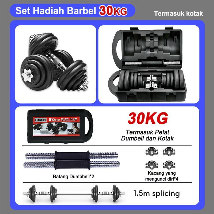 Dumbell Barbel 50kg Set Peralatan Kebugaran Angkat Berat Dumbel Barbel Set 50kg - 30KG