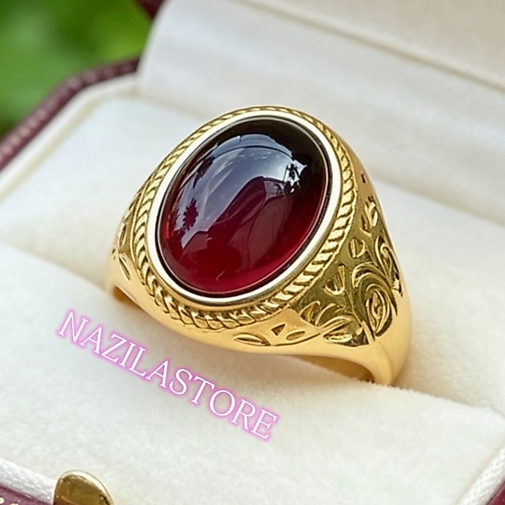 CINCIN BATU AKIK KECUBUNG YAMAN API DIMENSI 15X20 SUPER MEWAH