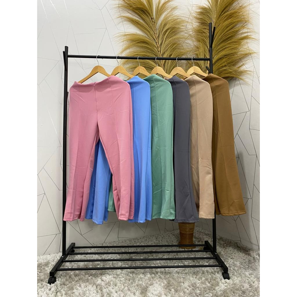 Celana Scuba Cutbray Polos Resleting | Celana Cutbray Wanita
