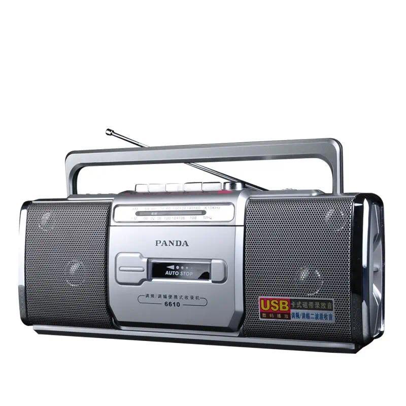 PANDA 6610 Tape Recorder Radio Small Dual Speaker Tape Learn English Playe Two Band Radio