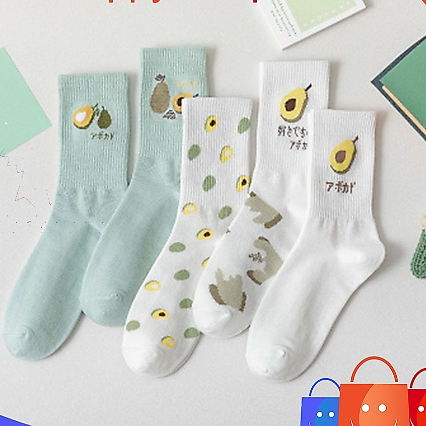 kaos kaki wanita panjang kk21 original impor katun motif alpukat pakaian stocking kaos kaki wanita k