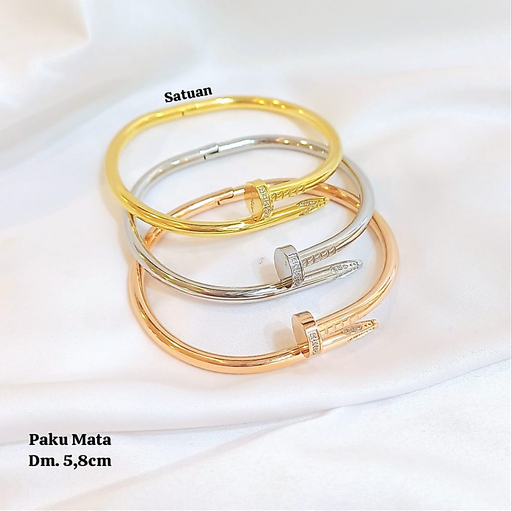 Gelang Paku Tebal Mata dan Polos Asli Titanium
