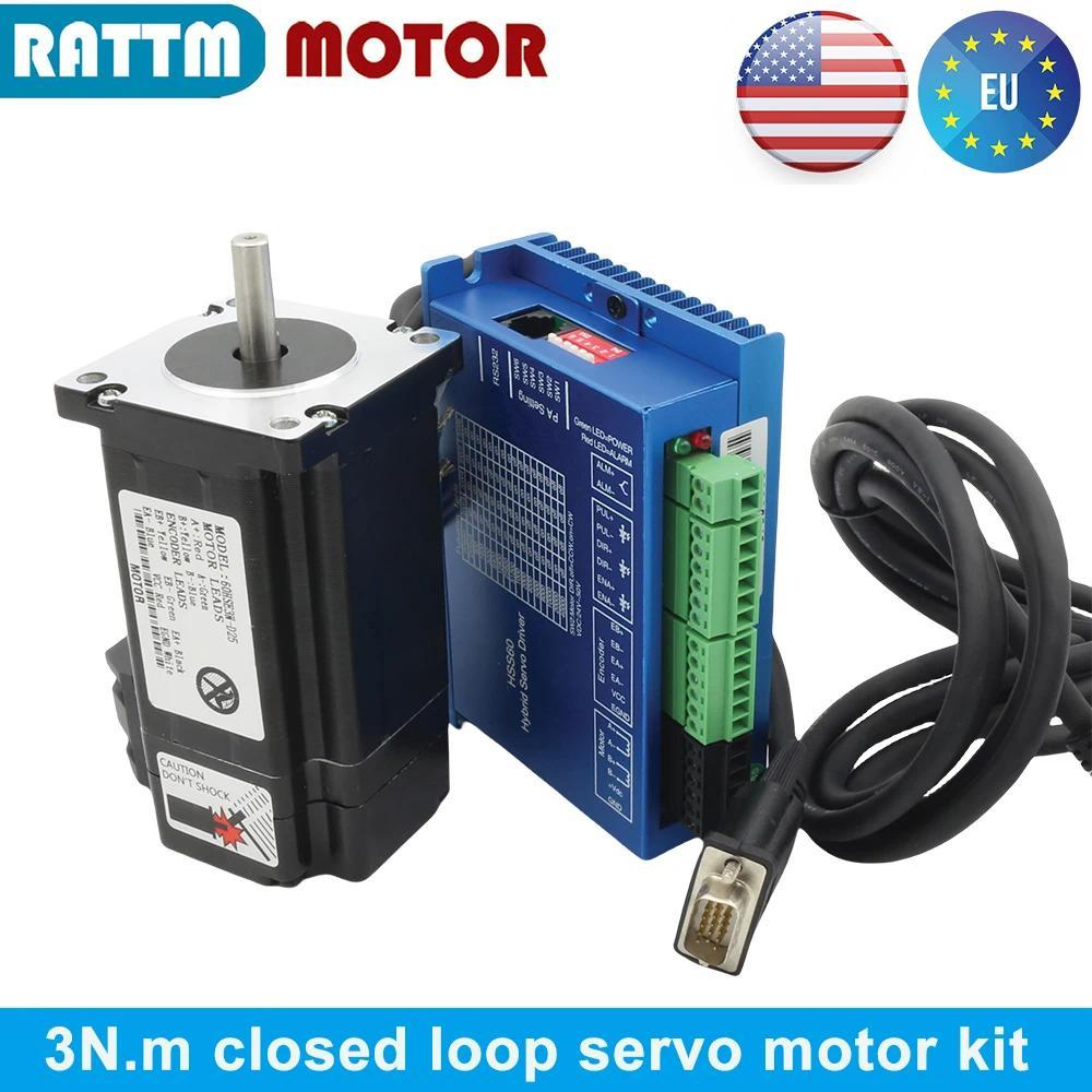 3N.m Nema24 closed loop Servo Motor kit 5A 2-Phase & 2HSS60 Hybrid Driver C Controller Kit