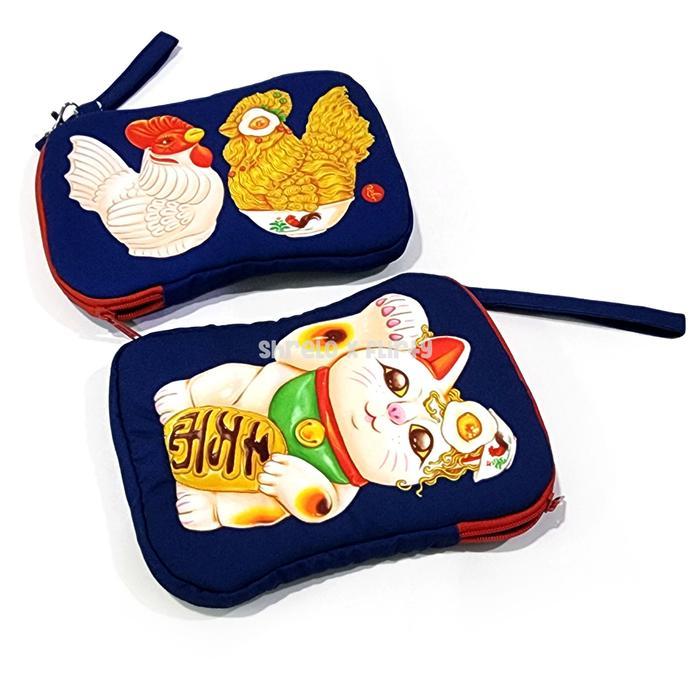 Clutch Gemoy Pouch IGOR Tempat Pensil Make Up Bakmi Mie Ayam Kucing Keberuntungan Lucky Cat Maneki N