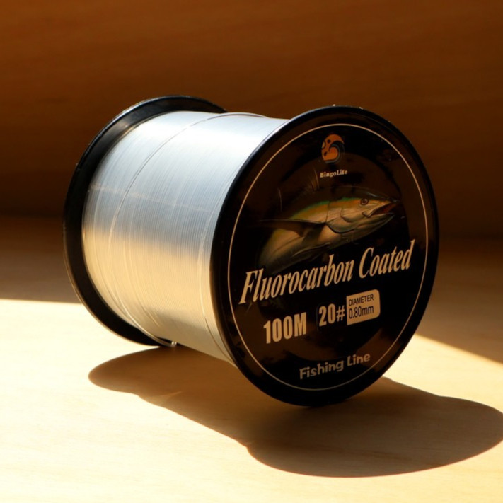 Senar Pancing Nilon Fluorocarbon 100m Transparan Mudah Tenggelam Tahan Abrasi Ukuran 12# sampai 40# 