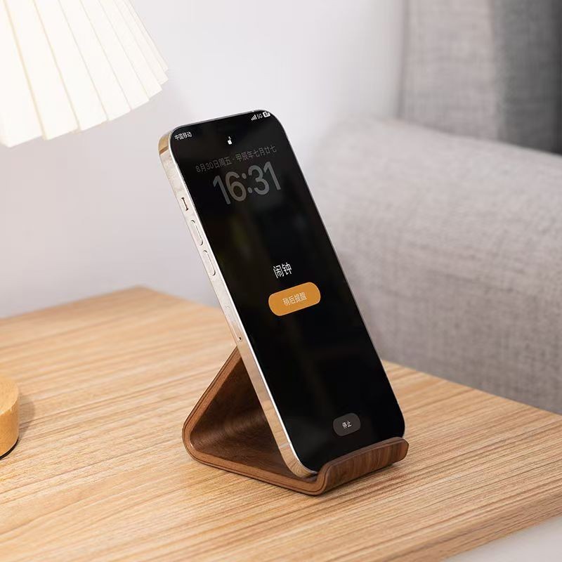 Dudukan HP Kayu Meja Stand Holder Smartphone Tablet Tempat Sandaran Penyangga Docking Kosmetik